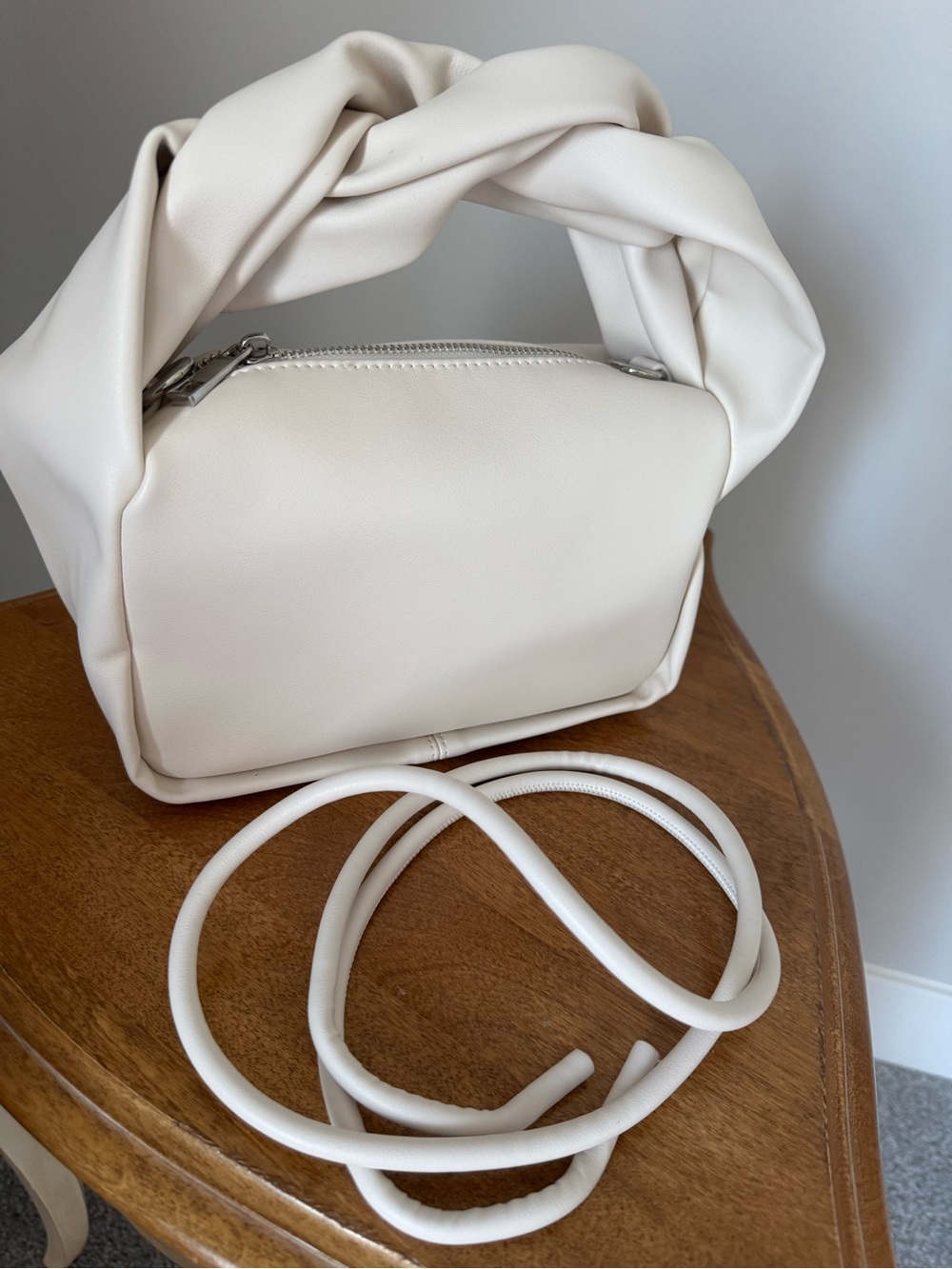 Anthropologie Cream Twisted Handle Crossbody Bag - Women faux leather